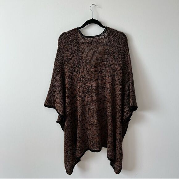 Soft surroundings poncho style cardigan knit art to wear lagenlook brown‎ - Picture 4 of 6